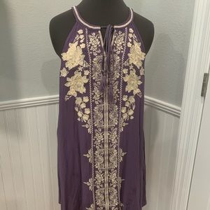 Lavender Floral Knit Halter Dress